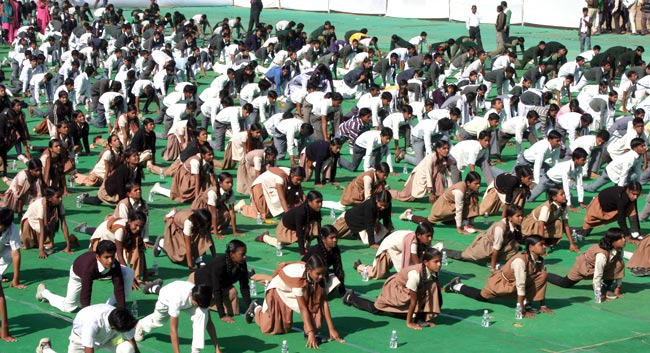 Surya Namaskar school children